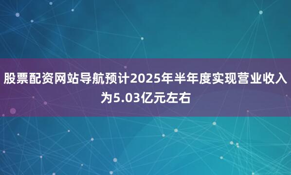 股票配资网站导航预计2025年半年度实现营业收入为5.03亿元左右